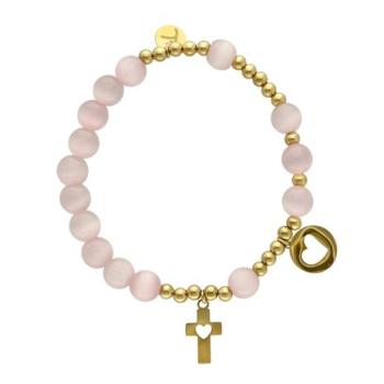 Exkluzívny ruženec na ruku - mačacie oči ružové