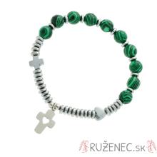 Exclusive Rosary Bracelet on elastic - malachite (imitation) pearl