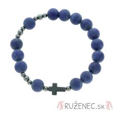 Exclusive Rosary Bracelet on elastic - blue jade pearls