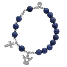 Exklusiver Handrosenkranz - blau Jadeitperlen