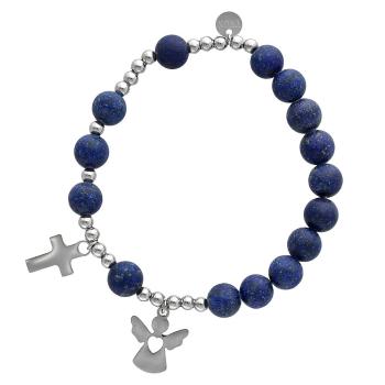 Exklusiver Handrosenkranz - blau Jadeitperlen