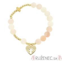 Exclusive Rosary Bracelet on elastic - pink aventurin pearls