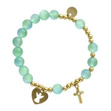 Exclusive Rosary Bracelet on elastic - selenite pearls