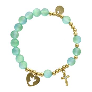 Exclusive Rosary Bracelet on elastic - selenite pearls