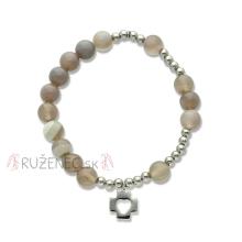 Exclusive Rosary Bracelet on elastic - gray agate pearls