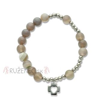 Exclusive Rosary Bracelet on elastic - gray agate pearls
