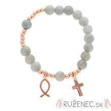 Exkluzívny ruženec na ruku - sivý jadeit perly
