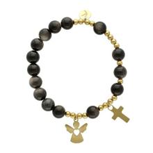Exkluzívny ruženec na ruku - tigrie oko - čierne