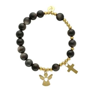 Exkluzívny ruženec na ruku - tigrie oko - čierne