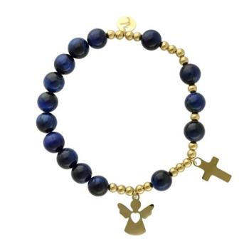 Exkluzívny ruženec na ruku - tigrie oko - modré