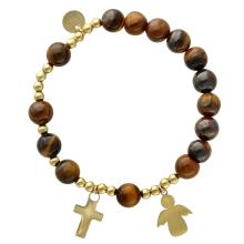 Exclusive Rosary Bracelet on elastic - Tiger eye pearls