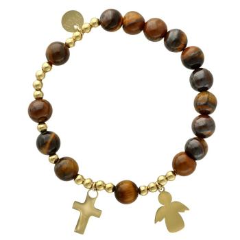 Exclusive Rosary Bracelet on elastic - Tiger eye pearls