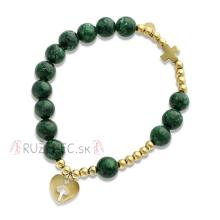Exkluzívny ruženec na ruku - zelený jaspis perly