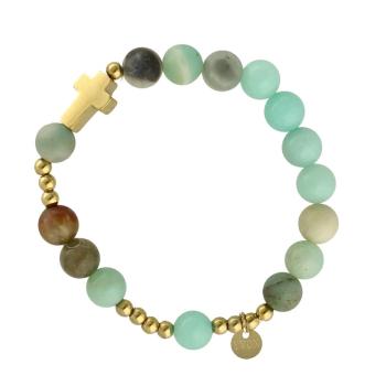 Exclusive Rosary Bracelet on elastic - amazonite pearls
