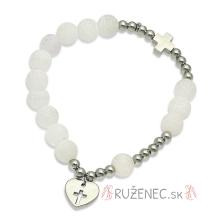 Exclusive Rosary Bracelet on elastic - white agate pearls