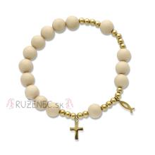 Exclusive Rosary Bracelet on elastic - white corall pearls