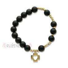 Exclusive Rosary Bracelet on elastic - black agate pearls