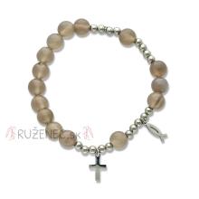 Exclusive Rosary Bracelet on elastic - gray jadeit pearls