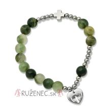 Exclusive Rosary Bracelet on elastic - green agate pearls