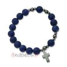 Exclusive Rosary Bracelet on elastic - blue jadeit pearls