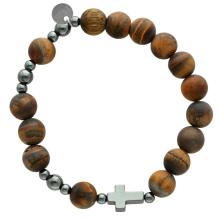Exclusive Rosary Bracelet on elastic - Tiger eye pearls