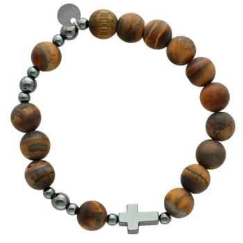 Exclusive Rosary Bracelet on elastic - Tiger eye pearls
