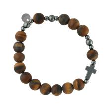 Exclusive Rosary Bracelet on elastic - Tiger eye pearls