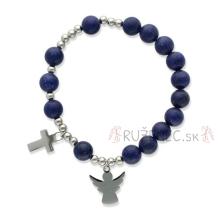 Exclusive Rosary Bracelet on elastic - blue jadeit pearls