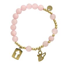 Exklusiver Handrosenkranz - rosa Jadeitperlen
