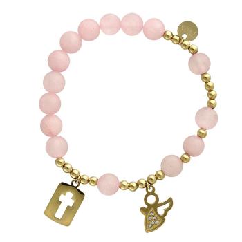 Exklusiver Handrosenkranz - rosa Jadeitperlen