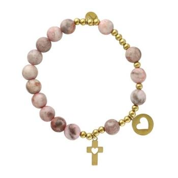 Exkluzívny ruženec na ruku - ružovo sivý opál