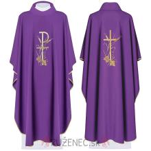Chasuble violet - embroidery cross + ears + wine