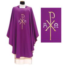 Fialový ornát - Výšivka A + Omega + Px