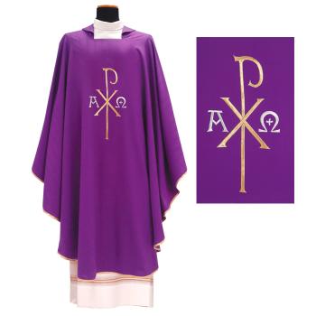 Fialový ornát - Výšivka A + Omega + Px