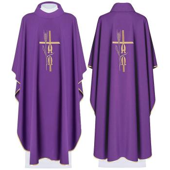 Fialový ornát - Výšivka A+Ω