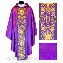 Violet Chasuble - embroidery IHS + flowers