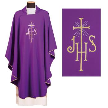 Kasel violet - Stickerei IHS