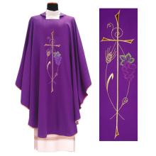 Fialový ornát - Výšivka Kríž + klas + hrozno
