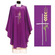 Fialový ornát - Výšivka Kríž + klas