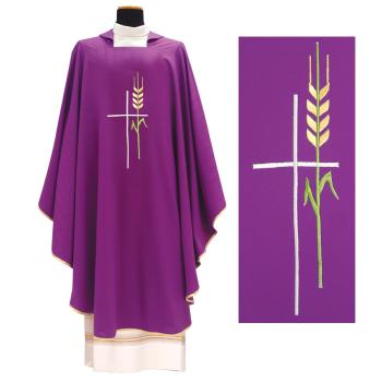 Fialový ornát - Výšivka Kríž + klas