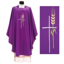 Kasel violet - Stickerei Kreuz + Ähre