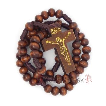 Hnedý šnúrový drevený ruženec  5mm