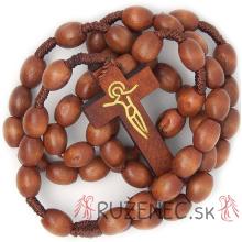 Wood knotted rosary – 7x9mm brown