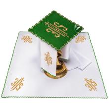 Altarwäsche linen set - IHS - grüne Palla