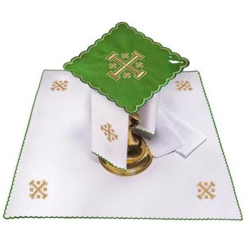 Altarwäsche linen set - Kreuz - grüne Palla