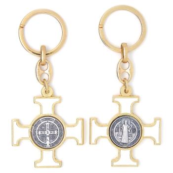 Kľúčenka - kríž sv. Benedikta - biely - zl