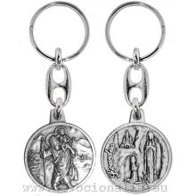 Kľúčenka - Svätý Krištof + Lourdes medaila