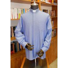 Priesterhemd - 80% Baumwolle - oxford - Hellblau