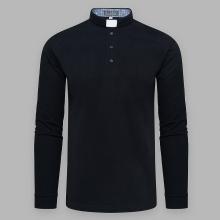 Clergy polo shirt with long sleeves - black