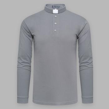 Clergy polo shirt with long sleeves - gray